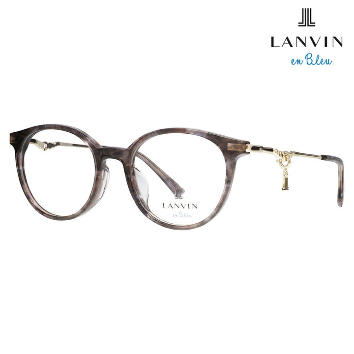 【正規品販売店】 度なし1.55レンズ交換+0円 LANVIN en bleu ランバンオンブルー 眼鏡 伊達メガネ VLB019J 09CG 49 JLロゴチャーム ボストン セル ジャパンモデル レディース