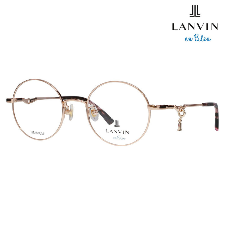 【正規品販売店】 度なし1.55レンズ交換+0円 LANVIN en bleu ランバンオンブルー 眼鏡 伊達メガネ VLB020J 02AM 48 JLロゴチャーム ラウンド メタル ジャパンモデル レディース