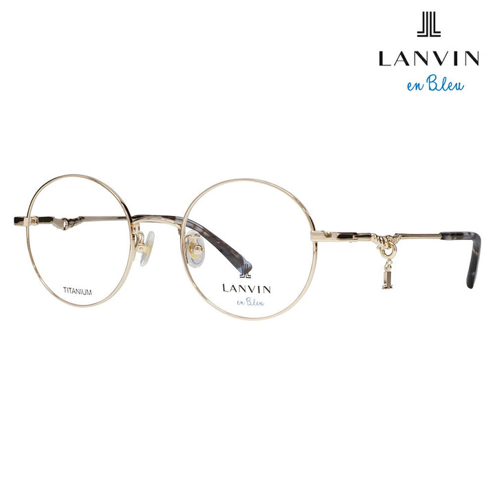 【正規品販売店】 度なし1.55レンズ交換+0円 LANVIN en bleu ランバンオンブルー 眼鏡 伊達メガネ VLB020J 0I88 48 JLロゴチャーム ラウンド メタル ジャパンモデル レディース