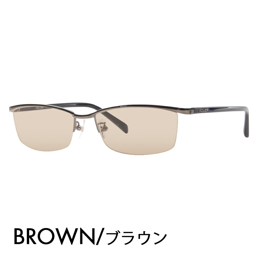 [Authorized Retailer] Police Glasses Frame Sunglasses Color Lens Set VPL175J 0568 56 POLICE Square Half Rim Nylor Metal Titanium Fashion Glasses Glasses 