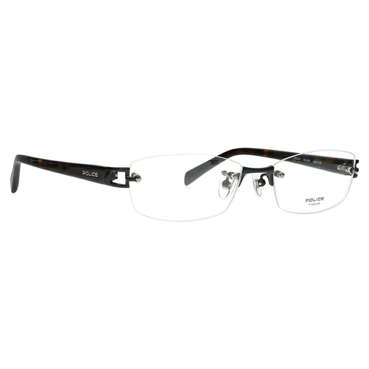 [Authorized Retailer] Police Eyeglasses Frame VPL176J 0530 54 POLICE Square Rimless Two-Point Frameless Titanium Men's Fashion Glasses Eyeglasses