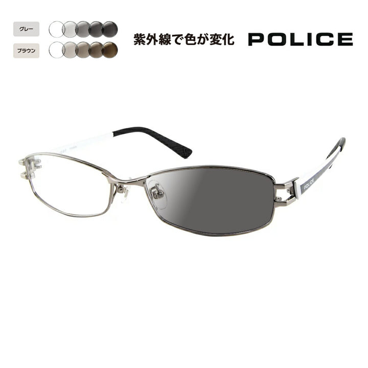 [Authorized Retailer] Police Glasses Frame Sunglasses Photochromic Lens Set VPL419J 0S11 53 POLICE Square Metal Titanium Fashion Glasses Glasses 