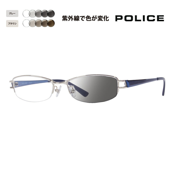 [Authorized Retailer] Police Glasses Frame Sunglasses Photochromic Lens Set VPL420J 0579 53 POLICE Square Nylor Titanium Fashion Glasses Glasses 