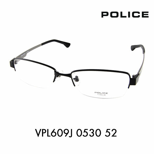 【正規品販売店】度なし1.55レンズ交換+0円 ポリス メガネ フレーム VPL609J 0530 52 POLICE スクエア ナイロール 伊達眼鏡 メガネ