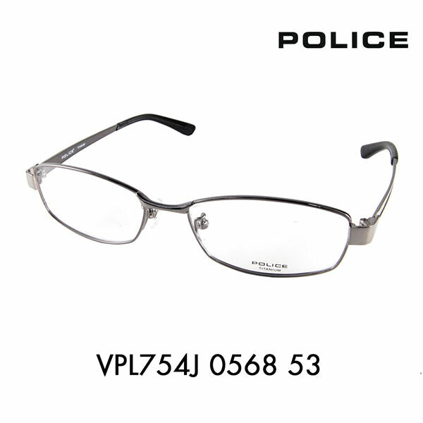 【正規品販売店】度なし1.55レンズ交換+0円 ポリス メガネ フレーム VPL754J 0568 53 POLICE スクエア メタル 伊達眼鏡 メガネ