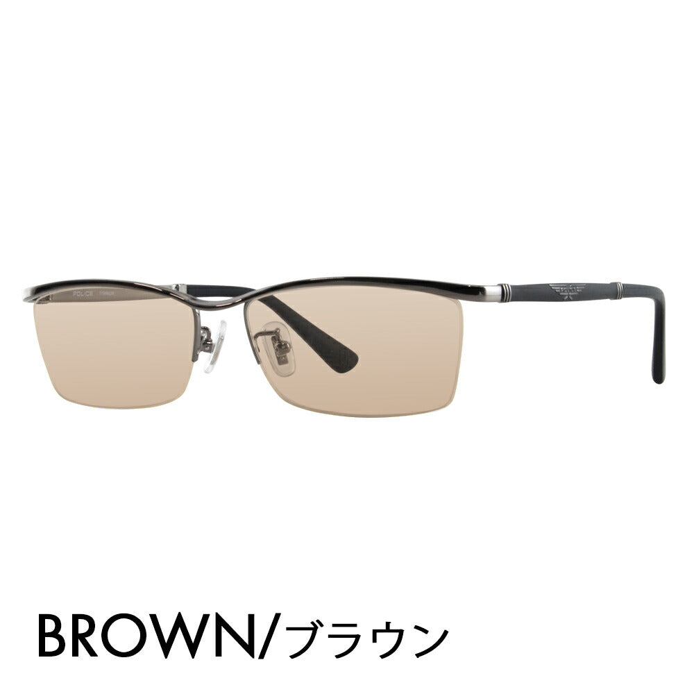 [Authorized Retailer] Police Glasses Frame Sunglasses Color Lens Set VPLB04J 0568 56 POLICE Square Half Rim Nylor Titanium Fashion Glasses Glasses 