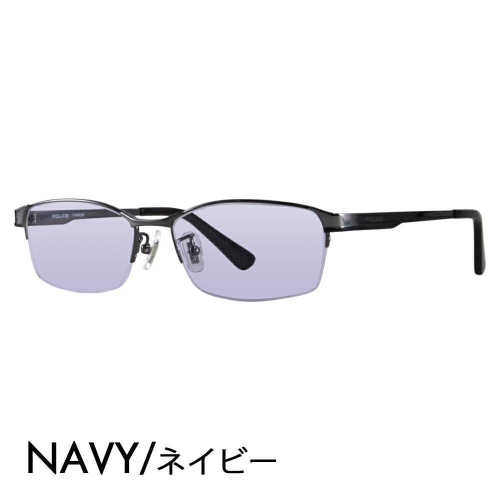 [Authorized Retailer] Police Glasses Frame Sunglasses Color Lens Set VPLC97J 0568 54 POLICE Square Half Rim Nylor Metal Titanium Fashion Glasses Glasses 