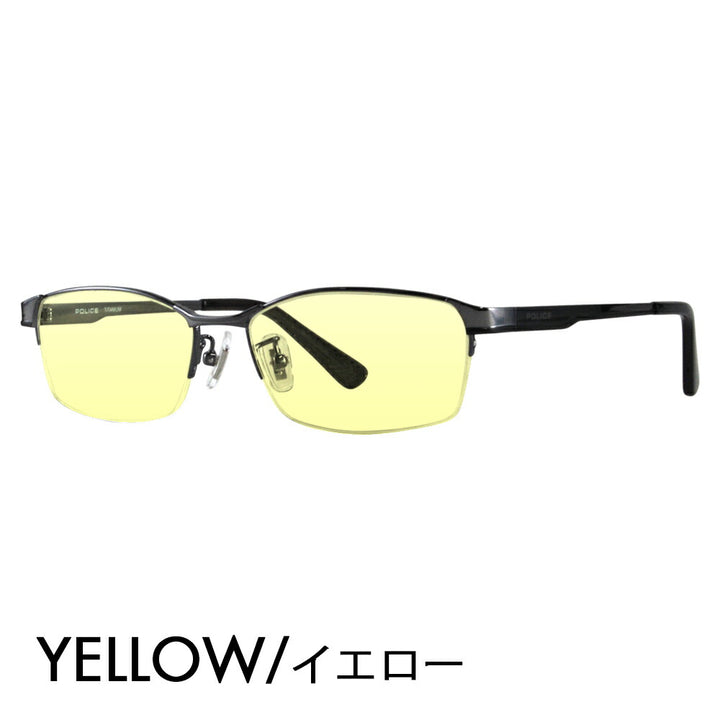 [Authorized Retailer] Police Glasses Frame Sunglasses Color Lens Set VPLC97J 0568 54 POLICE Square Half Rim Nylor Metal Titanium Fashion Glasses Glasses 