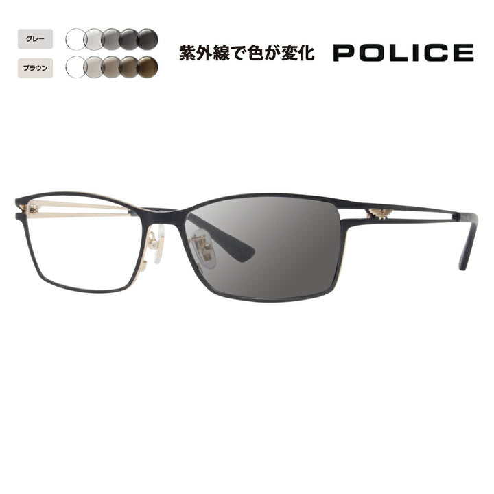 [Authorized Retailer] Police Glasses Frame Sunglasses Photochromic Lens Set VPLD61J 0N41 55 POLICE Square Metal Titanium Fashion Glasses Glasses 