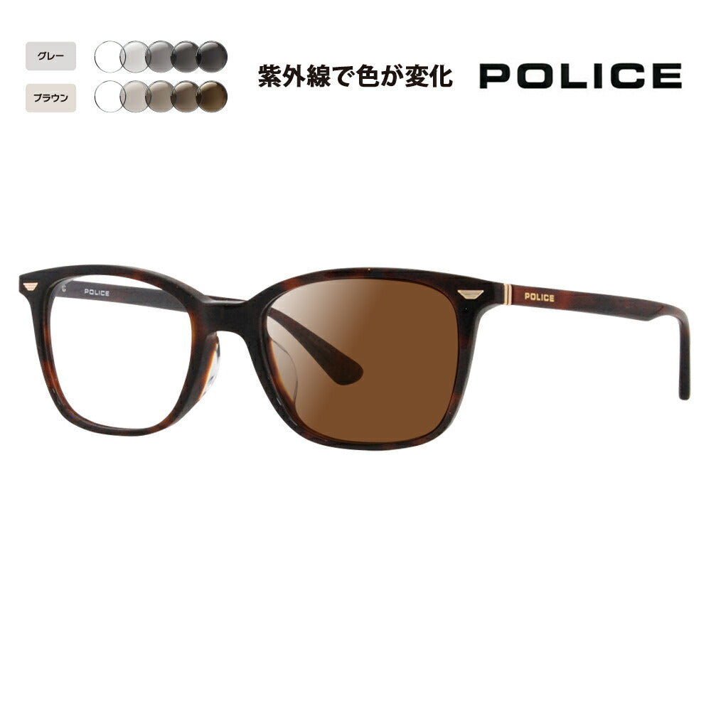 [Authorized Retailer] Police Glasses Frame Sunglasses Photochromic Lens Set VPLF52J 03AZ 52 POLICE Men's Square Wellington Cell Full Rim Japan Collection Fashion Glasses Glasses 