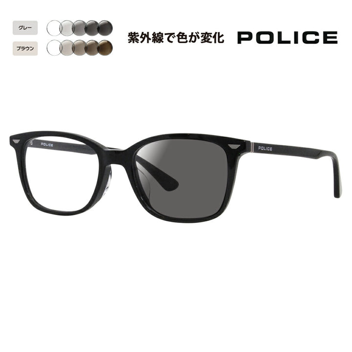 [Authorized Retailer] Police Glasses Frame Sunglasses Photochromic Lens Set VPLF52J 0700 52 POLICE Men's Square Wellington Cell Full Rim Japan Collection Fashion Glasses Glasses 