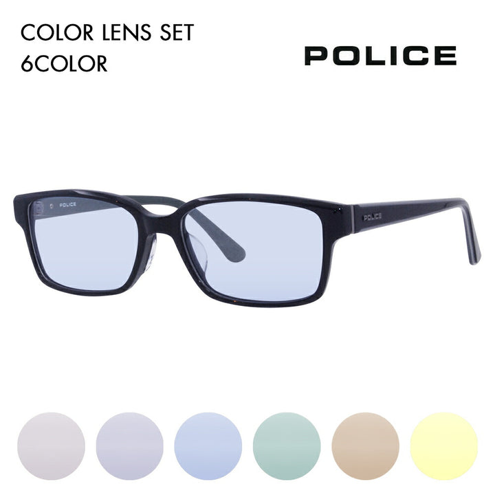 [Authorized Retailer] Police Glasses Frame Sunglasses Color Lens Set VPLF56J 07NS 54 POLICE Men's Square Wellington Cell Full Rim Japan Collection Fashion Glasses Glasses 