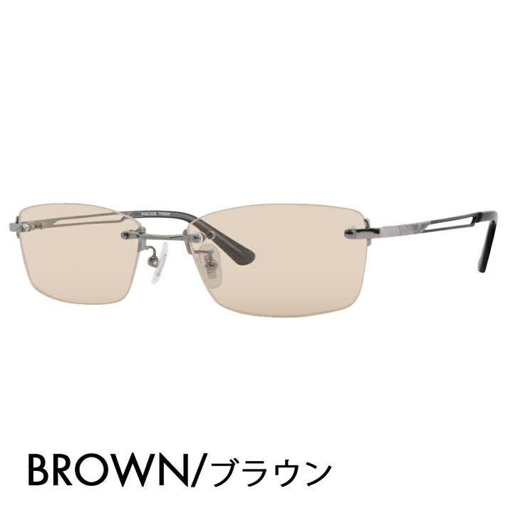 [Authorized Retailer] Police Glasses Frame Sunglasses Color Lens Set VPLL39J 0568 55 POLICE 2023 Model Men's Square Rimless Two-Point Frameless Titanium Fashion Glasses Glasses 