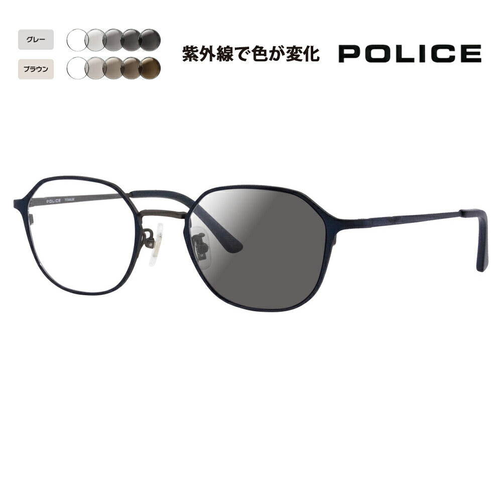 [Authorized Retailer] Police Glasses Frames Sunglasses Photochromic Lens Set VPLL56J 0N37 48 POLICE Boston Crown Panto Metal Classic Full Rim Japan Collection Fashion Glasses Glasses 