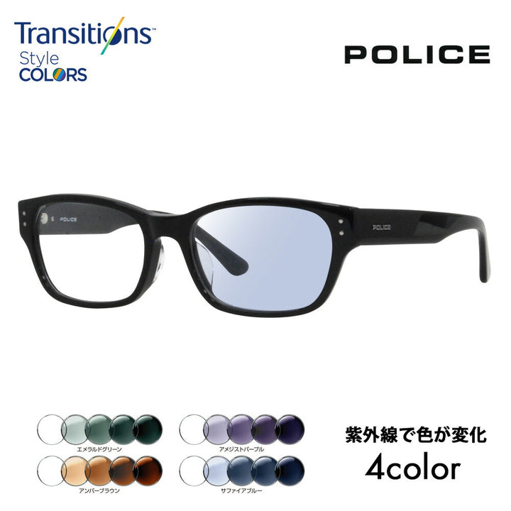 [Authorized Retailer] Police Glasses Frame Sunglasses Photochromic Lens Set Nikon Transitions Style Color VPLL90J 0700 54 POLICE Men's 2023 Model Wellington Square Japan Model Cell 40th Anniversary Model Fashion Glasses Glasses 