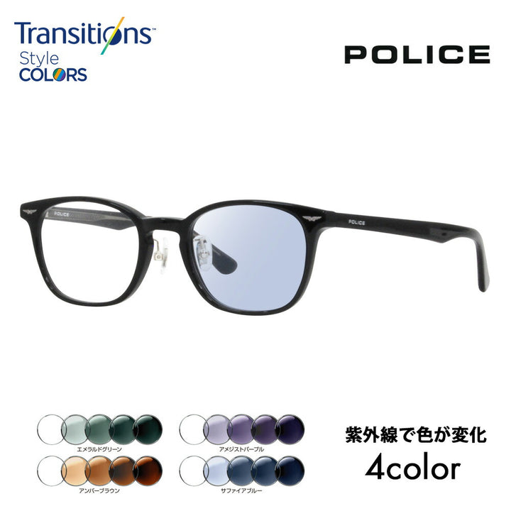 [Authorized Retailer] Police Glasses Frames Sunglasses Photochromic Lens Set Nikon Transitions Style Color VPLL91J 0700 50 POLICE Men's 2023 Model Boston Classic Japan Model Cell 40th Anniversary Model Fashion Glasses Glasses 