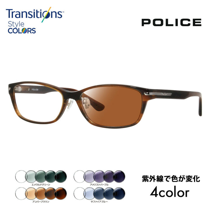 [Authorized Retailer] Police Glasses Frame Sunglasses Photochromic Lens Set Nikon Transitions Style Color VPLL94J 06WQ 55 POLICE Men's 2023 Model Wellington Square Japan Model Cell 40th Anniversary Model Fashion Glasses Glasses 