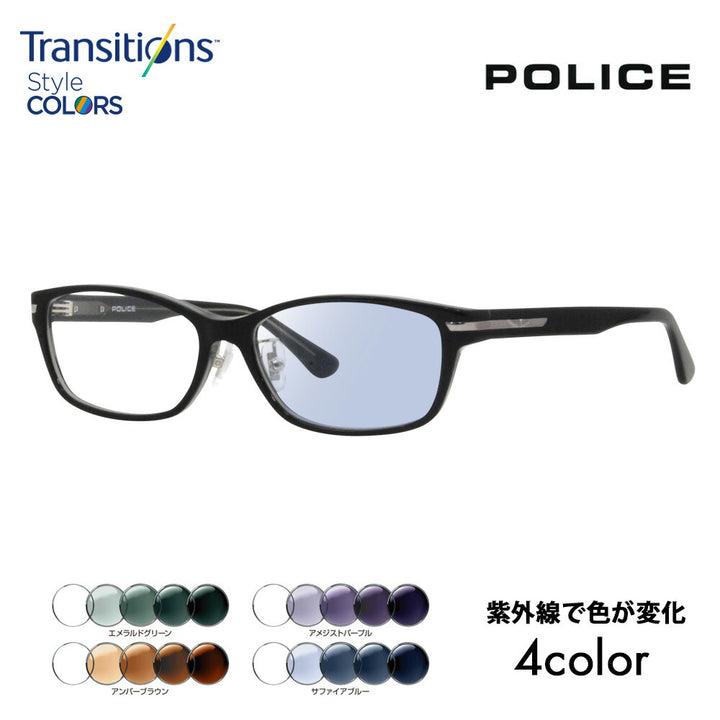 [Authorized Retailer] Police Glasses Frame Sunglasses Photochromic Lens Set Nikon Transitions Style Color VPLL94J 0700 55 POLICE Men's 2023 Model Wellington Square Japan Model Cell 40th Anniversary Model Fashion Glasses Glasses 