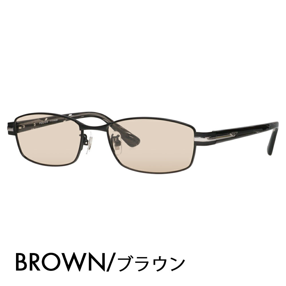 [Authorized Retailer] Police Glasses Frame Sunglasses Color Lens Set VPLM41J 0531 53 POLICE Square Full Rim Metal Japan Model Men's Titanium Fashion Glasses Glasses 