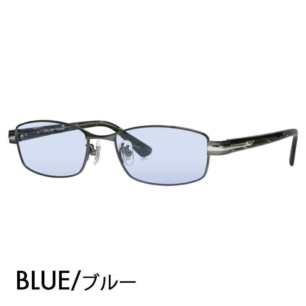 [Authorized Retailer] Police Glasses Frame Sunglasses Color Lens Set VPLM41J 0K59 53 POLICE Square Full Rim Metal Japan Model Men's Titanium Fashion Glasses Glasses 