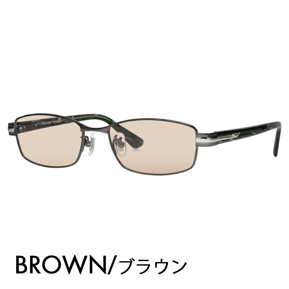 [Authorized Retailer] Police Glasses Frame Sunglasses Color Lens Set VPLM41J 0K59 53 POLICE Square Full Rim Metal Japan Model Men's Titanium Fashion Glasses Glasses 