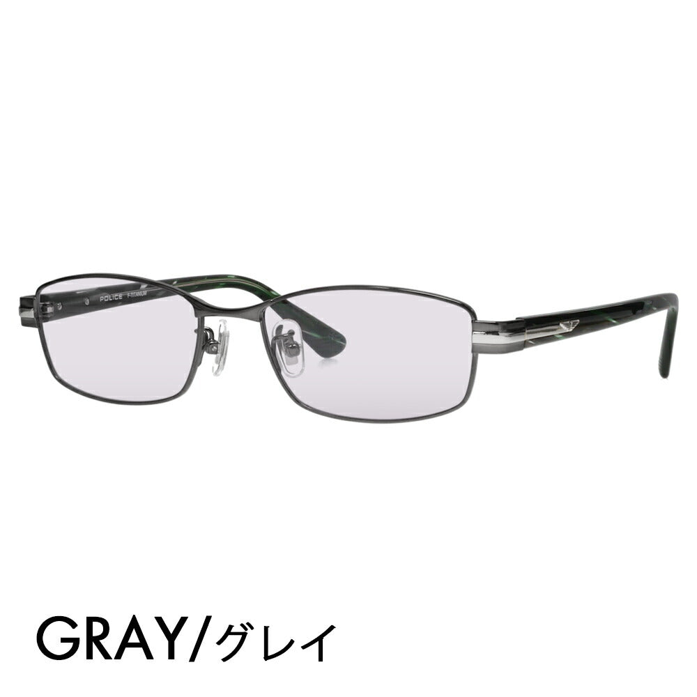 [Authorized Retailer] Police Glasses Frame Sunglasses Color Lens Set VPLM41J 0K59 53 POLICE Square Full Rim Metal Japan Model Men's Titanium Fashion Glasses Glasses 