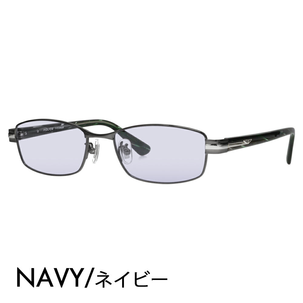 [Authorized Retailer] Police Glasses Frame Sunglasses Color Lens Set VPLM41J 0K59 53 POLICE Square Full Rim Metal Japan Model Men's Titanium Fashion Glasses Glasses 