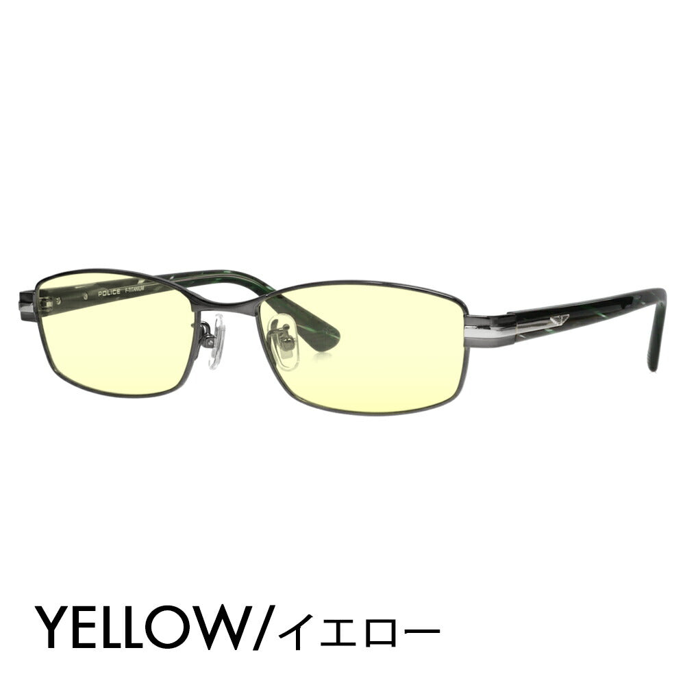 [Authorized Retailer] Police Glasses Frame Sunglasses Color Lens Set VPLM41J 0K59 53 POLICE Square Full Rim Metal Japan Model Men's Titanium Fashion Glasses Glasses 