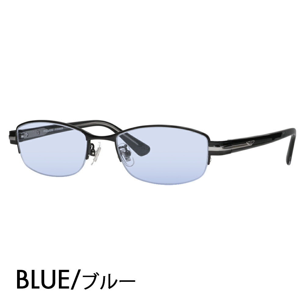 [Authorized Retailer] Police Eyeglasses Frame Sunglasses Color Lens Set VPLM42J 0530 52 POLICE Square Half Rim Nylor Metal Japan Model Men's Titanium Fashion Glasses Eyeglasses 