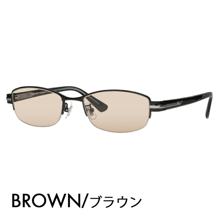 [Authorized Retailer] Police Eyeglasses Frame Sunglasses Color Lens Set VPLM42J 0530 52 POLICE Square Half Rim Nylor Metal Japan Model Men's Titanium Fashion Glasses Eyeglasses 