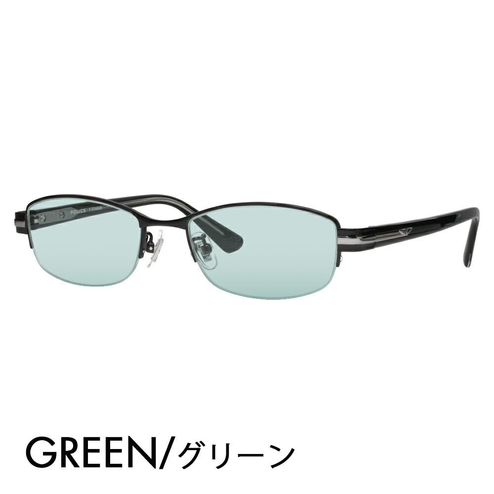 [Authorized Retailer] Police Eyeglasses Frame Sunglasses Color Lens Set VPLM42J 0530 52 POLICE Square Half Rim Nylor Metal Japan Model Men's Titanium Fashion Glasses Eyeglasses 