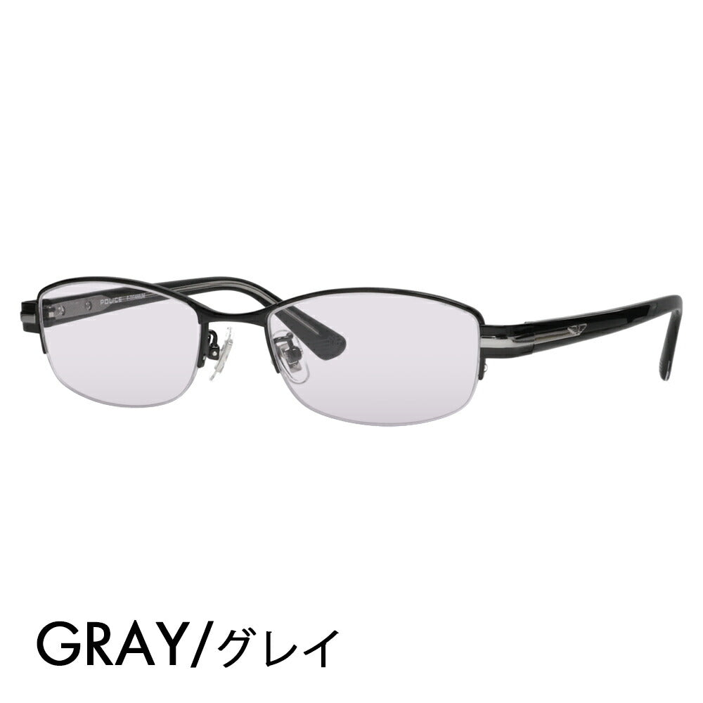 [Authorized Retailer] Police Eyeglasses Frame Sunglasses Color Lens Set VPLM42J 0530 52 POLICE Square Half Rim Nylor Metal Japan Model Men's Titanium Fashion Glasses Eyeglasses 