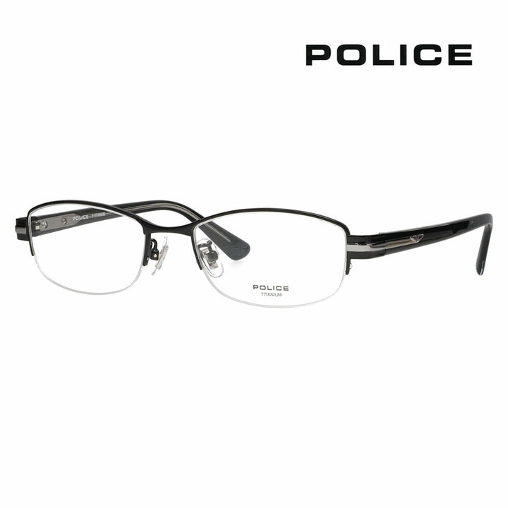 [Authorized Retailer] Non-prescription 1.55 lens replacement +0 yen Police glasses frame VPLM42J 0530 52 POLICE square half-rim nylon metal Japan model men's titanium fashion glasses glasses 