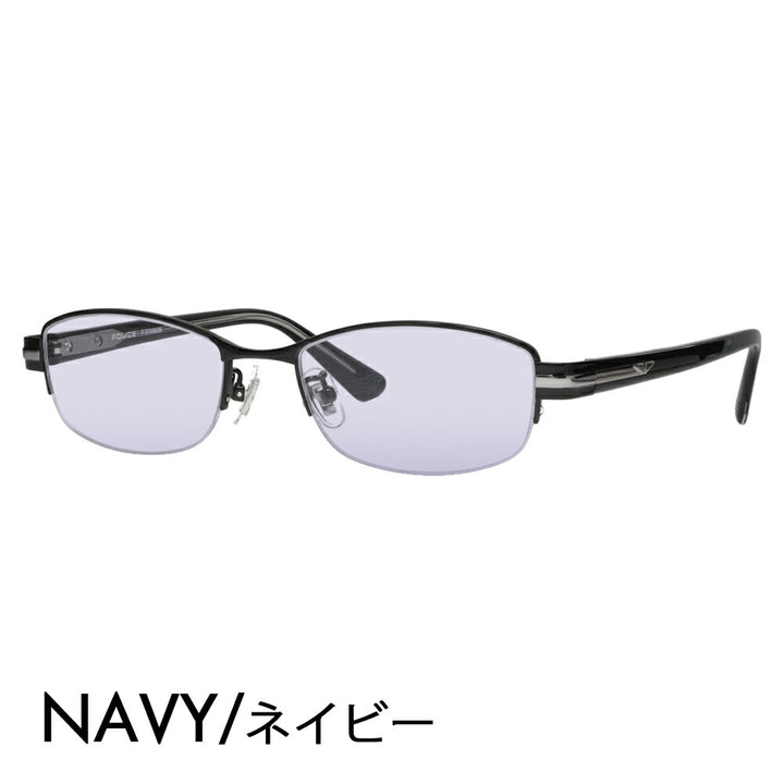 [Authorized Retailer] Police Eyeglasses Frame Sunglasses Color Lens Set VPLM42J 0530 52 POLICE Square Half Rim Nylor Metal Japan Model Men's Titanium Fashion Glasses Eyeglasses 