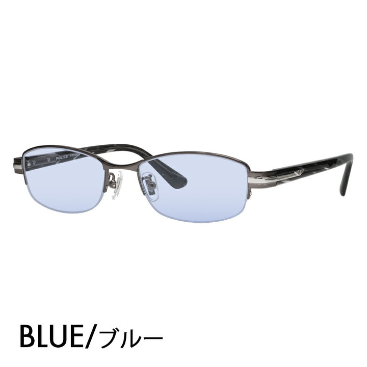 [Authorized Retailer] Police Eyeglasses Frame Sunglasses Color Lens Set VPLM42J 0568 52 POLICE Square Half Rim Nylor Metal Japan Model Men's Titanium Fashion Glasses Eyeglasses 