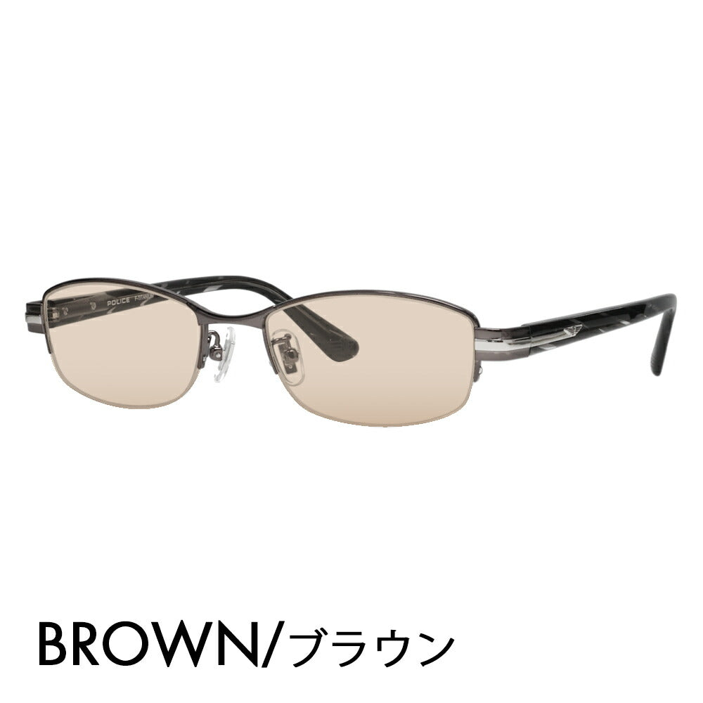 [Authorized Retailer] Police Eyeglasses Frame Sunglasses Color Lens Set VPLM42J 0568 52 POLICE Square Half Rim Nylor Metal Japan Model Men's Titanium Fashion Glasses Eyeglasses 