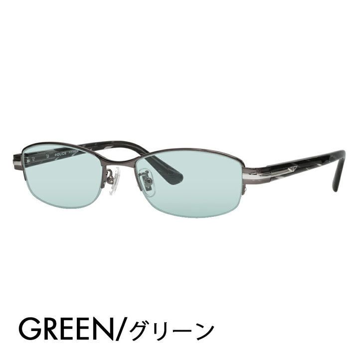 [Authorized Retailer] Police Eyeglasses Frame Sunglasses Color Lens Set VPLM42J 0568 52 POLICE Square Half Rim Nylor Metal Japan Model Men's Titanium Fashion Glasses Eyeglasses 