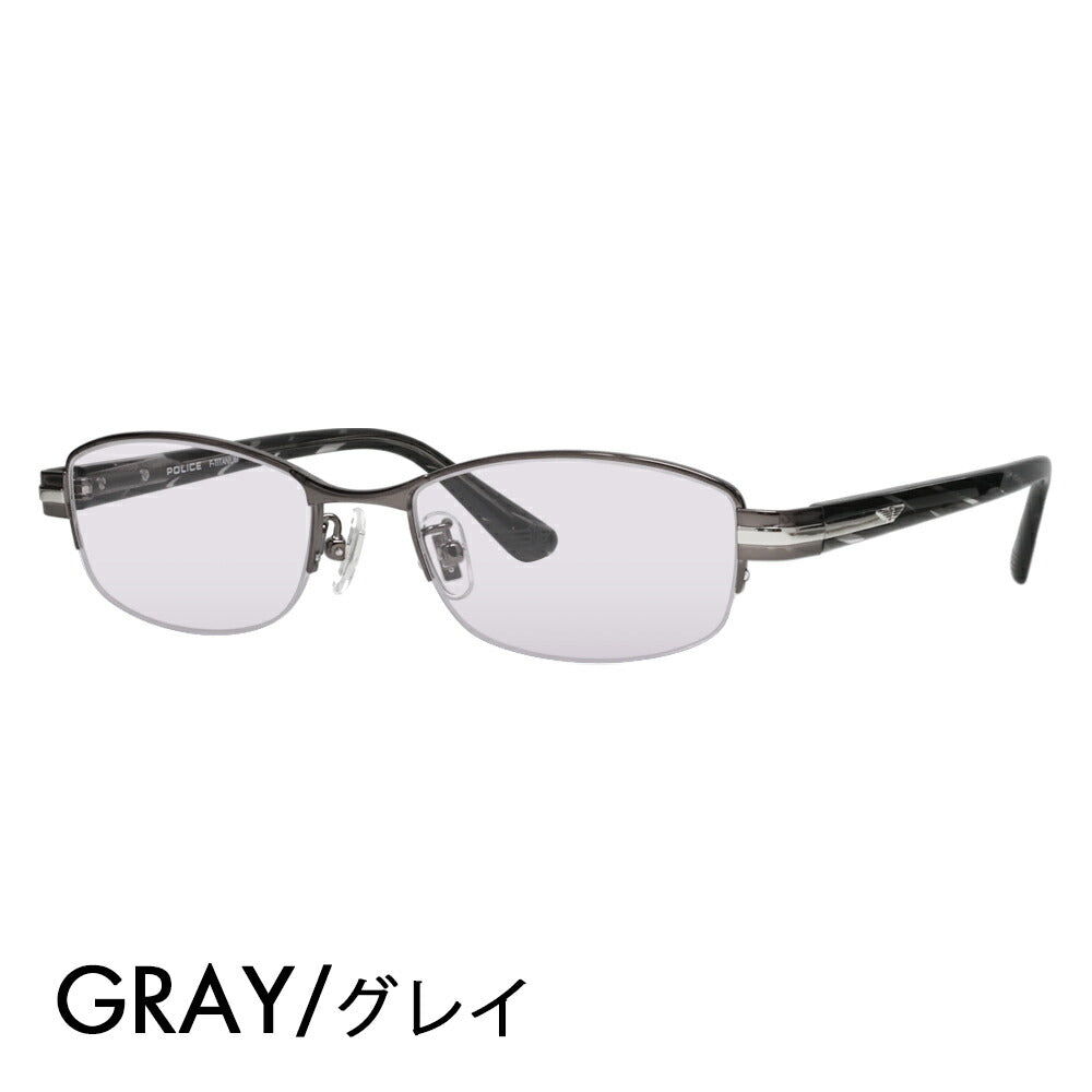 [Authorized Retailer] Police Eyeglasses Frame Sunglasses Color Lens Set VPLM42J 0568 52 POLICE Square Half Rim Nylor Metal Japan Model Men's Titanium Fashion Glasses Eyeglasses 