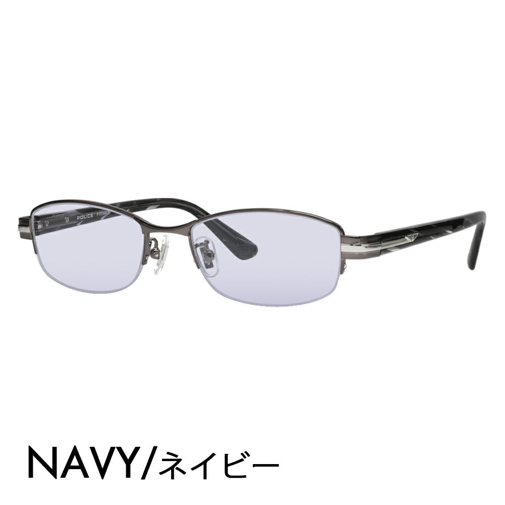 [Authorized Retailer] Police Eyeglasses Frame Sunglasses Color Lens Set VPLM42J 0568 52 POLICE Square Half Rim Nylor Metal Japan Model Men's Titanium Fashion Glasses Eyeglasses 