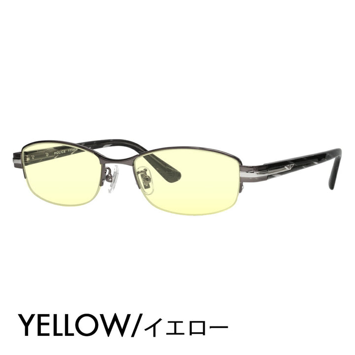 [Authorized Retailer] Police Eyeglasses Frame Sunglasses Color Lens Set VPLM42J 0568 52 POLICE Square Half Rim Nylor Metal Japan Model Men's Titanium Fashion Glasses Eyeglasses 