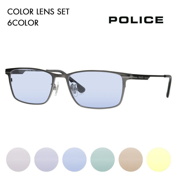 [Authorized Retailer] Police Glasses Frame Sunglasses Color Lens Set VPLM44J 0627 54 POLICE 2024 Model Square Titanium Men's Metal Fashion Glasses Glasses 