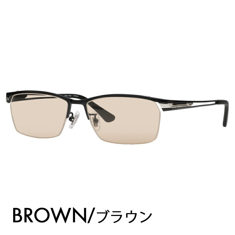 [Authorized Retailer] Police Glasses Frame Sunglasses Color Lens Set VPLM45J 0531 55 POLICE 2024 Model Square Titanium Men's Half Rim Nylor Fashion Glasses Glasses 