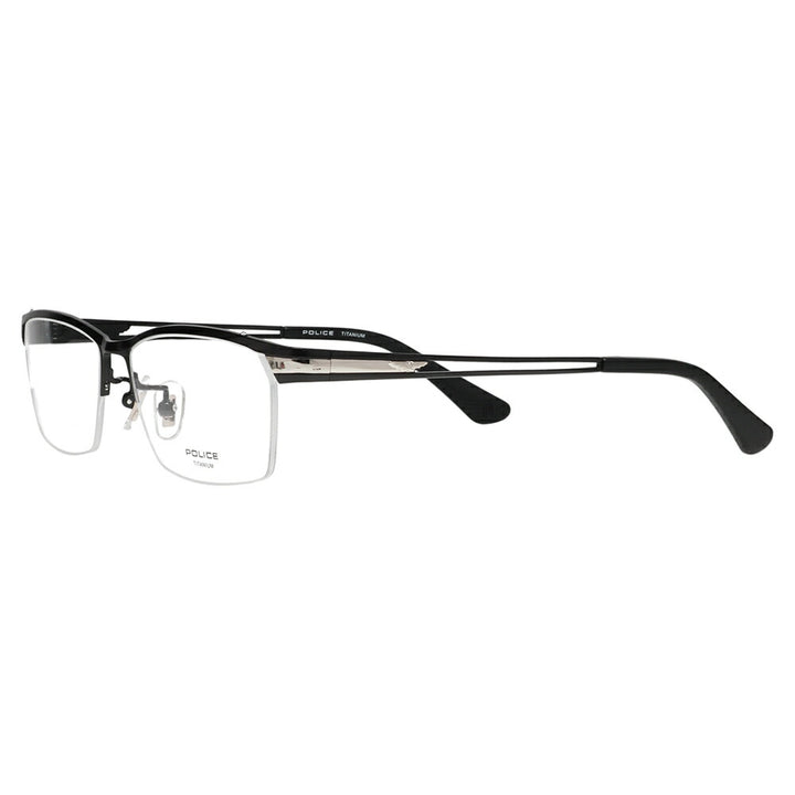 [Authorized Retailer] Non-prescription 1.55 lens replacement +0 yen Police glasses frame VPLM45J 0531 55 POLICE 2024 model Square titanium Men's half-rim Nylor fashion glasses Glasses 