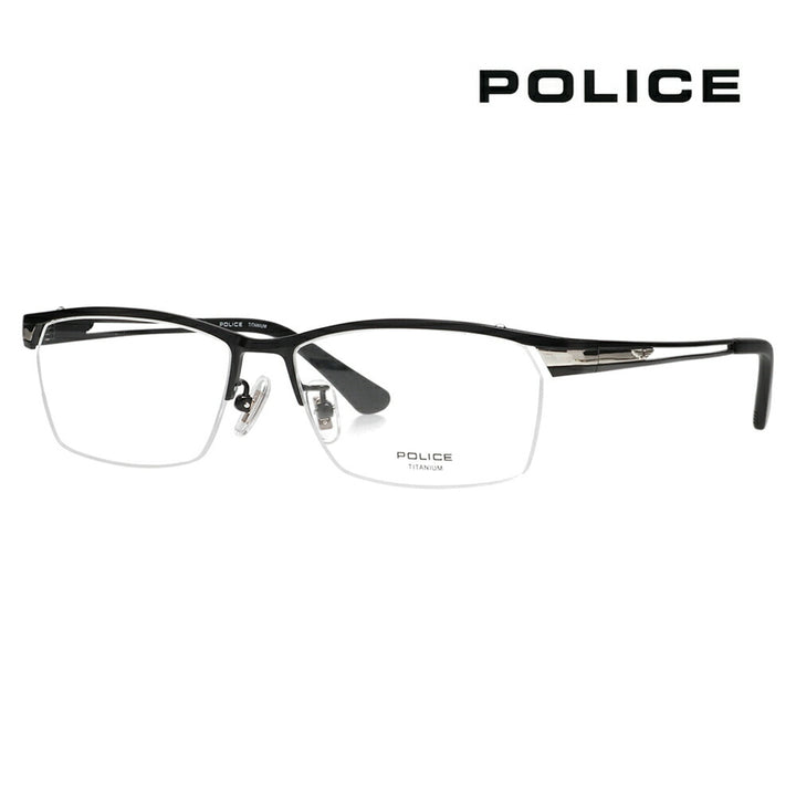 [Authorized Retailer] Non-prescription 1.55 lens replacement +0 yen Police glasses frame VPLM45J 0531 55 POLICE 2024 model Square titanium Men's half-rim Nylor fashion glasses Glasses 