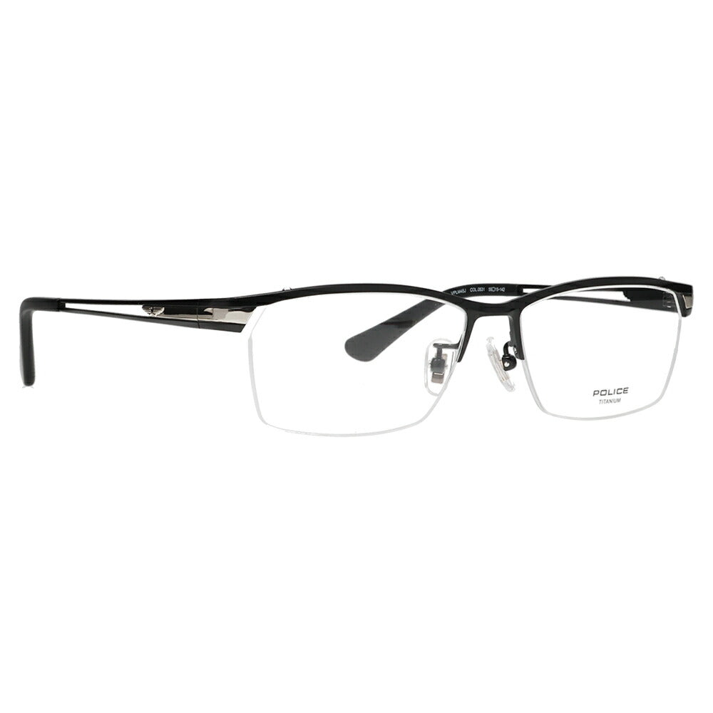 [Authorized Retailer] Non-prescription 1.55 lens replacement +0 yen Police glasses frame VPLM45J 0531 55 POLICE 2024 model Square titanium Men's half-rim Nylor fashion glasses Glasses 