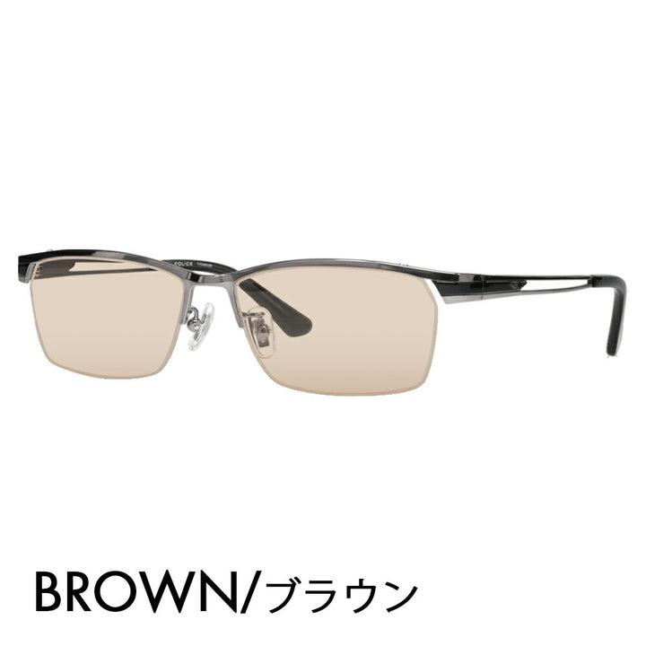 [Authorized Retailer] Police Glasses Frame Sunglasses Color Lens Set VPLM45J 0568 55 POLICE 2024 Model Square Titanium Men's Half Rim Nylor Fashion Glasses Glasses 