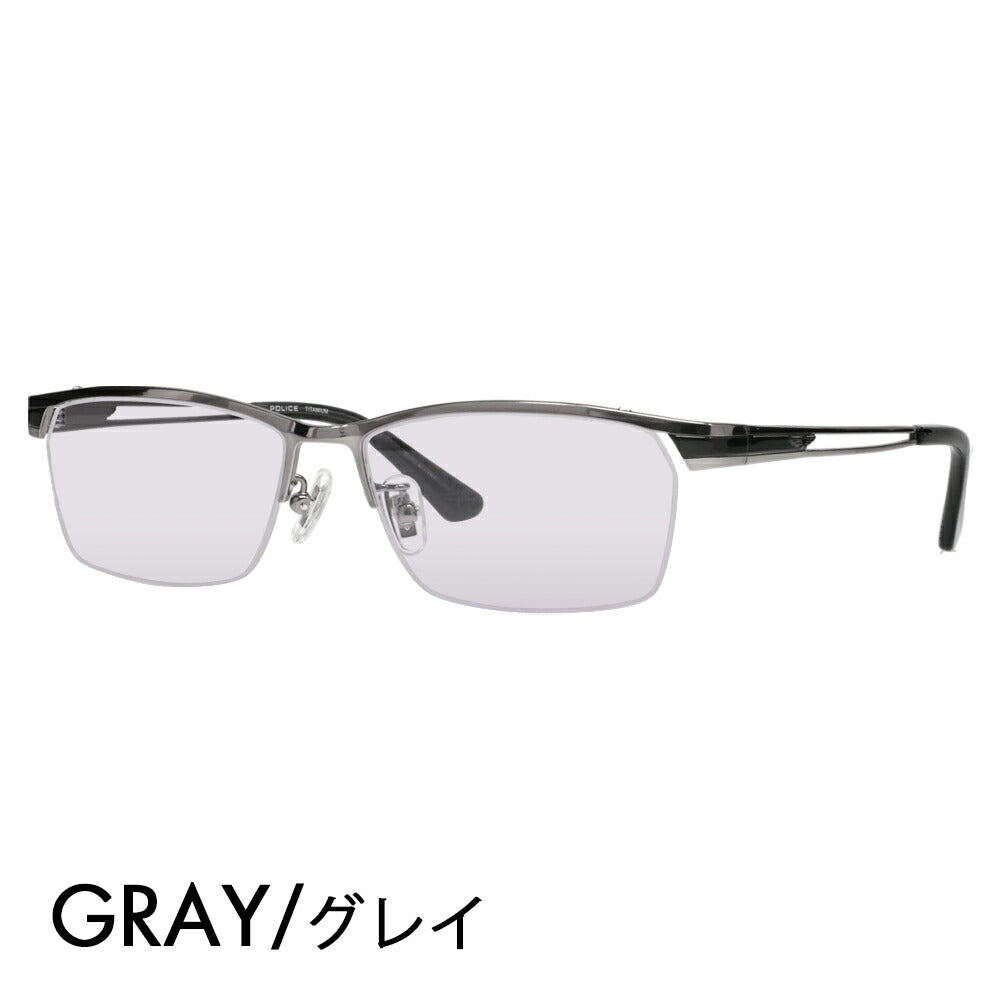 [Authorized Retailer] Police Glasses Frame Sunglasses Color Lens Set VPLM45J 0568 55 POLICE 2024 Model Square Titanium Men's Half Rim Nylor Fashion Glasses Glasses 