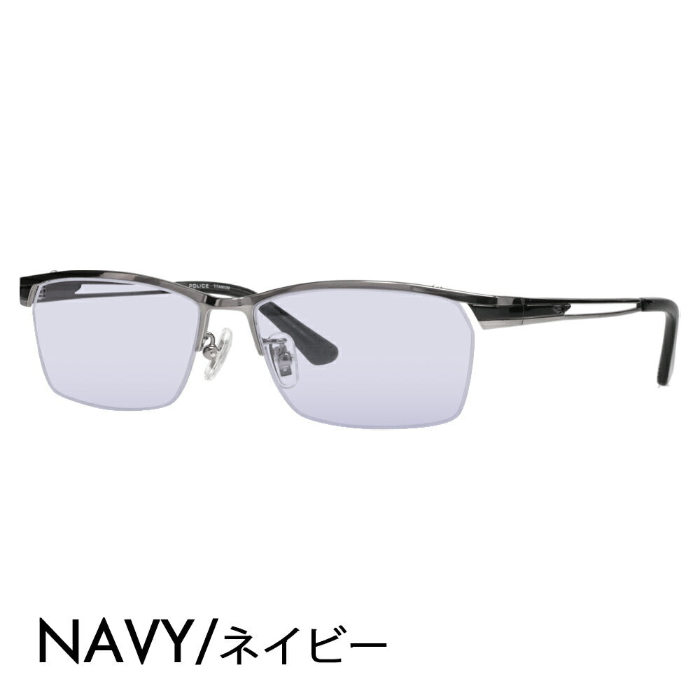 [Authorized Retailer] Police Glasses Frame Sunglasses Color Lens Set VPLM45J 0568 55 POLICE 2024 Model Square Titanium Men's Half Rim Nylor Fashion Glasses Glasses 