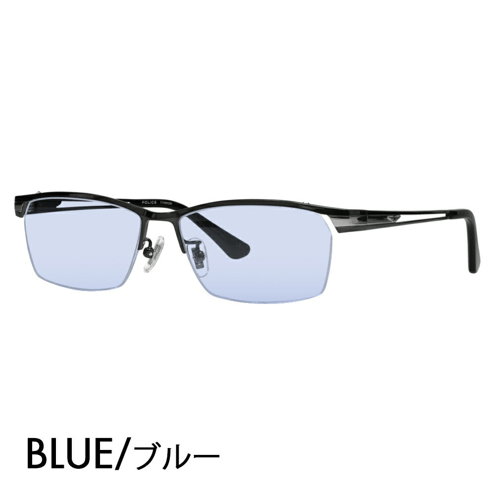 [Authorized Retailer] Police Glasses Frame Sunglasses Color Lens Set VPLM45J BK11 55 POLICE 2024 Model Square Titanium Men's Half Rim Nylor Fashion Glasses Glasses 