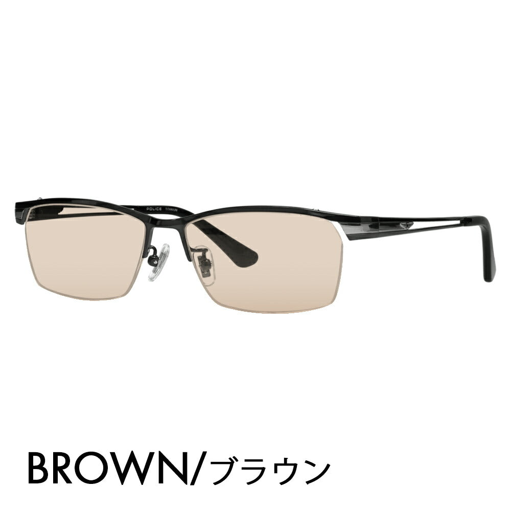 [Authorized Retailer] Police Glasses Frame Sunglasses Color Lens Set VPLM45J BK11 55 POLICE 2024 Model Square Titanium Men's Half Rim Nylor Fashion Glasses Glasses 